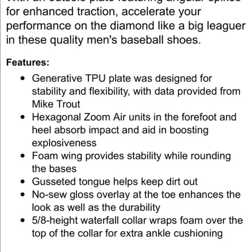 New in Box Nike Force Zoom Trout 4 Baseball cleats Sz 10 - Picture 3 of 10